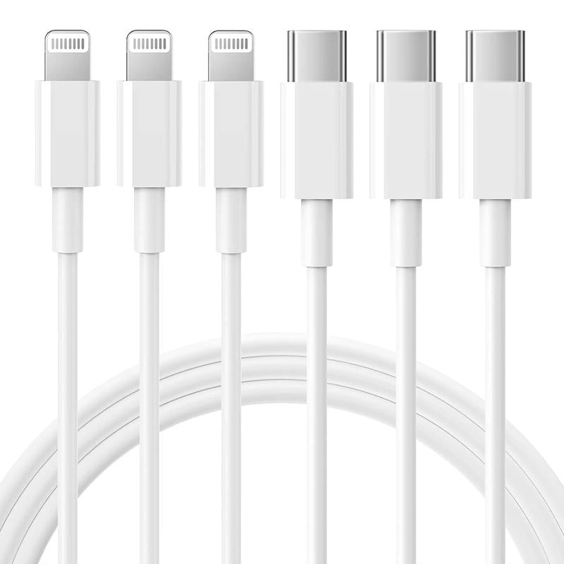 20W 8-Pcs 6FT Super Fast Charger Set USB-C Wall Chargerfor Iphone 14/13/12Airpods Pro Mobile Smartphone Device Cellphone