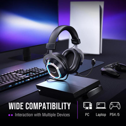 FIFINE Ampligame H13 - with Mic - 7.1 Surround Sound - Vibrant RGB Lighting - Ergonomic Ear Pads - Control Box, Streaming USB Headset for PC, PS5/PS4, Laptop, Mac