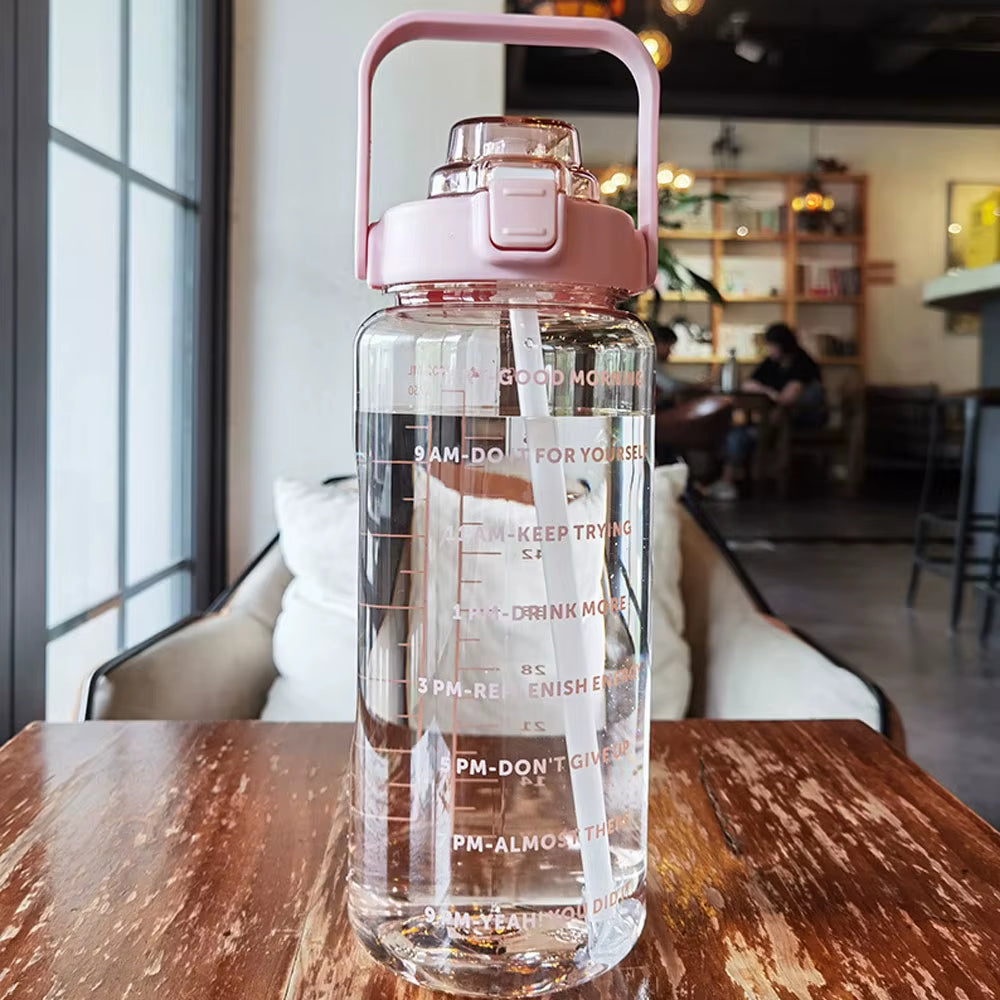 Water Bottle Motivational Drinking Bottle Sports Water Bottle with Time Marker Portable Reusable Plastic Cups Outdoor Travel Gym