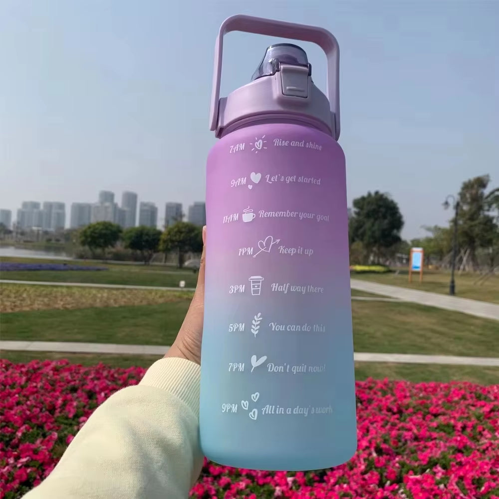 Water Bottle Motivational Drinking Bottle Sports Water Bottle with Time Marker Portable Reusable Plastic Cups Outdoor Travel Gym