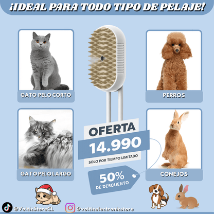 Cepillo a Vapor 3 en 1 Pro™: Masaje, Limpieza y Anti-Pelo (Recargable)