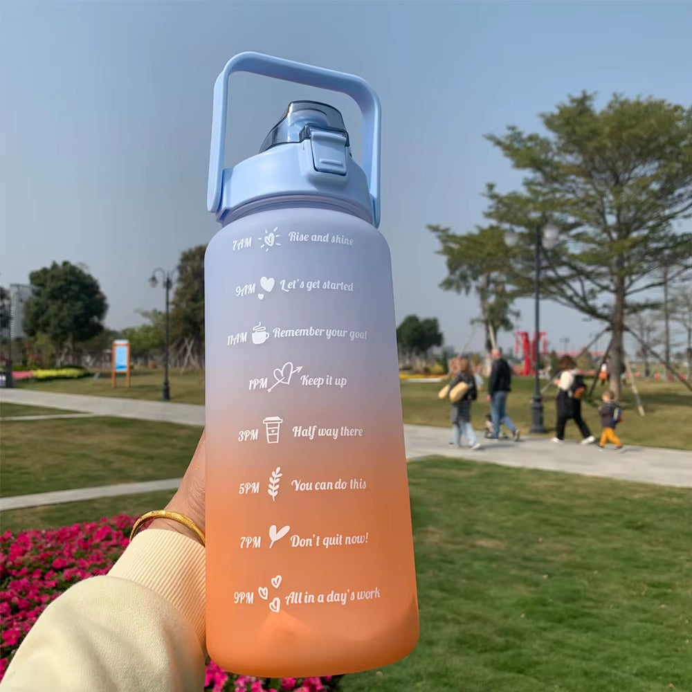 Water Bottle Motivational Drinking Bottle Sports Water Bottle with Time Marker Portable Reusable Plastic Cups Outdoor Travel Gym