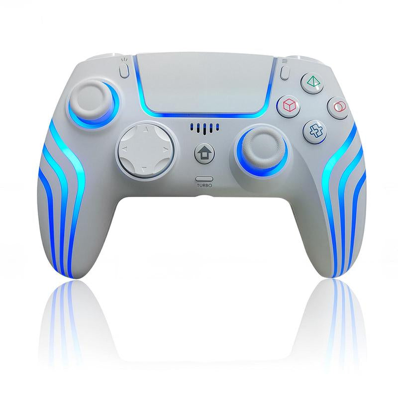JORREP Hall Effect Ps5/Pro Controller ，7 RGB Colors Dual Vibration Turbo 6-Axis Gyro Programmable Buttons 3.5Mm Headset Jack 1500Mah Battery Wired Adjustable Gamepad Compatible with PC MAC Ios Android 10 Steam Deck