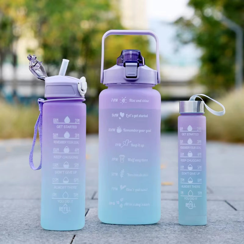 Water Bottle Motivational Drinking Bottle Sports Water Bottle with Time Marker Portable Reusable Plastic Cups Outdoor Travel Gym