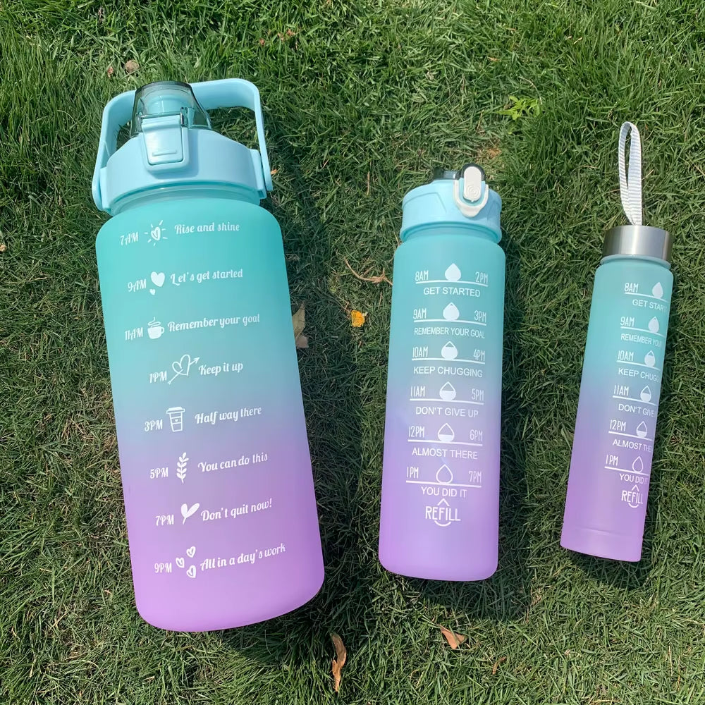 Water Bottle Motivational Drinking Bottle Sports Water Bottle with Time Marker Portable Reusable Plastic Cups Outdoor Travel Gym
