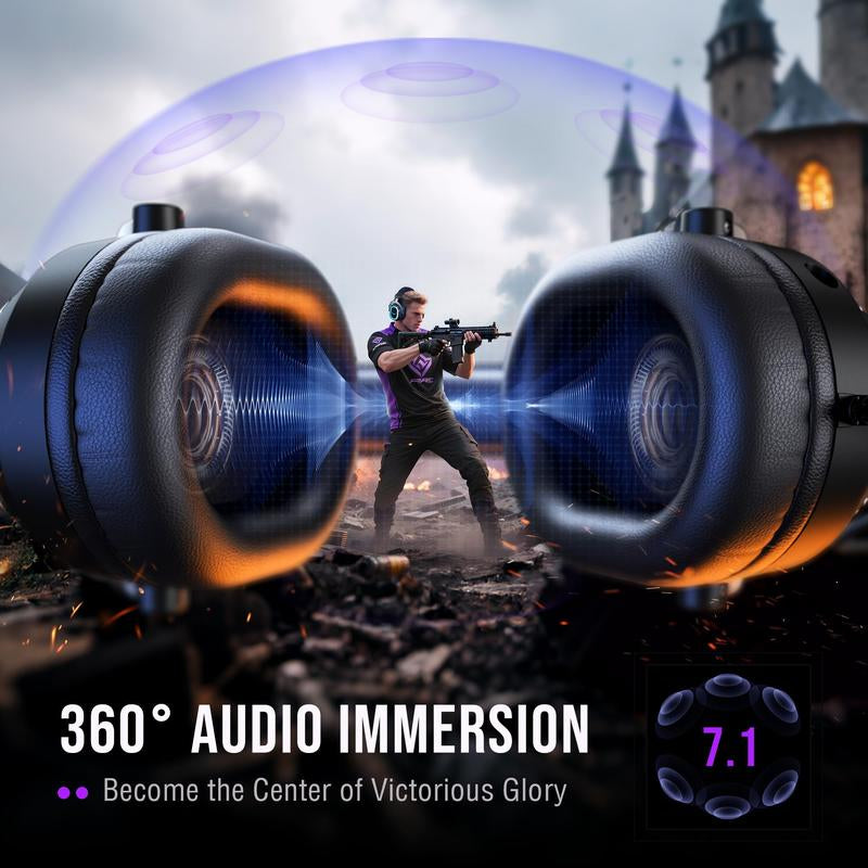 FIFINE Ampligame H13 - with Mic - 7.1 Surround Sound - Vibrant RGB Lighting - Ergonomic Ear Pads - Control Box, Streaming USB Headset for PC, PS5/PS4, Laptop, Mac