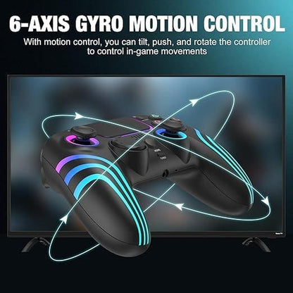 JORREP Hall Effect Ps5/Pro Controller ，7 RGB Colors Dual Vibration Turbo 6-Axis Gyro Programmable Buttons 3.5Mm Headset Jack 1500Mah Battery Wired Adjustable Gamepad Compatible with PC MAC Ios Android 10 Steam Deck