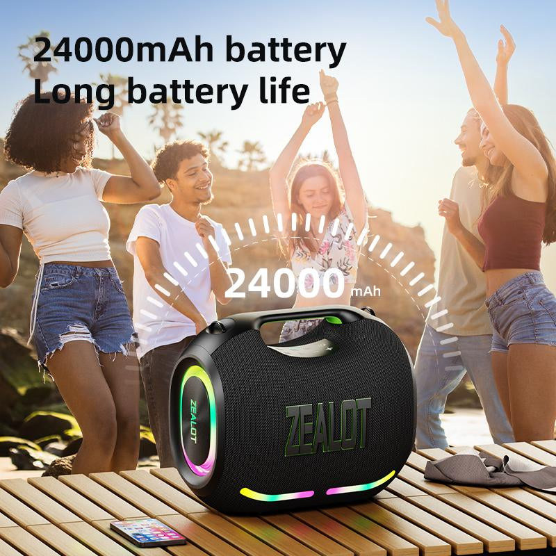 120W【Zealot】24000Mah/Limited/Offers Portable Speaker Bluetooth Speaker Party Speaker Waterproof IPX6 RGB Lights Power Bank TWS Supports TWS Pairing/Usb/Tf/Aux/Bt Smartphones. Ideal Choice for Family/Car/Pool Party/Bbq/Camping/Gift Giving
