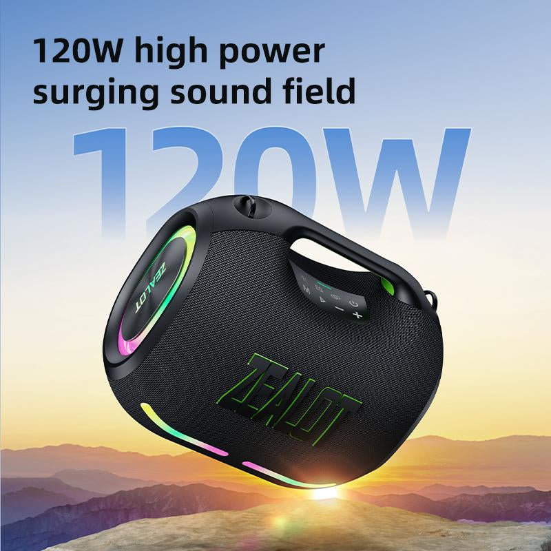 120W【Zealot】24000Mah/Limited/Offers Portable Speaker Bluetooth Speaker Party Speaker Waterproof IPX6 RGB Lights Power Bank TWS Supports TWS Pairing/Usb/Tf/Aux/Bt Smartphones. Ideal Choice for Family/Car/Pool Party/Bbq/Camping/Gift Giving