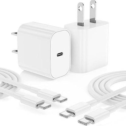 20W 8-Pcs 6FT Super Fast Charger Set USB-C Wall Chargerfor Iphone 14/13/12Airpods Pro Mobile Smartphone Device Cellphone