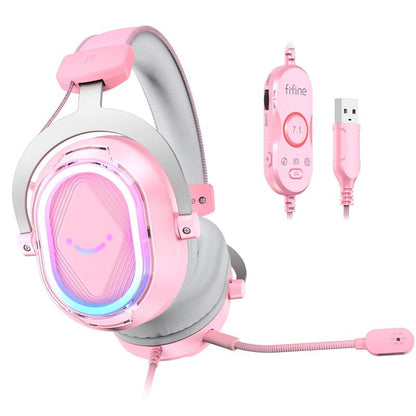FIFINE Ampligame H13 - with Mic - 7.1 Surround Sound - Vibrant RGB Lighting - Ergonomic Ear Pads - Control Box, Streaming USB Headset for PC, PS5/PS4, Laptop, Mac