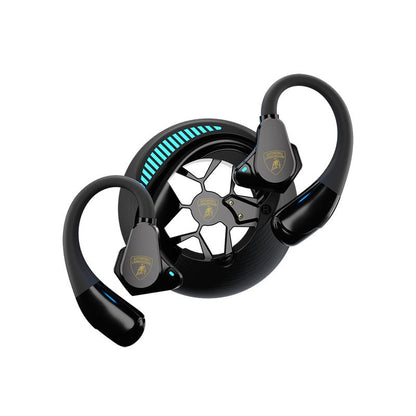 Lamborghini Official Wireless Earbuds | Sport Ear Hook Bluetooth 6.0 Headphones | Secure Fit, Deep Bass, Low Power Use| Comfortable for Running, Gym & Daily Calls Earphones with Long Endurance Audio Headset | Gifts for Men and Women
