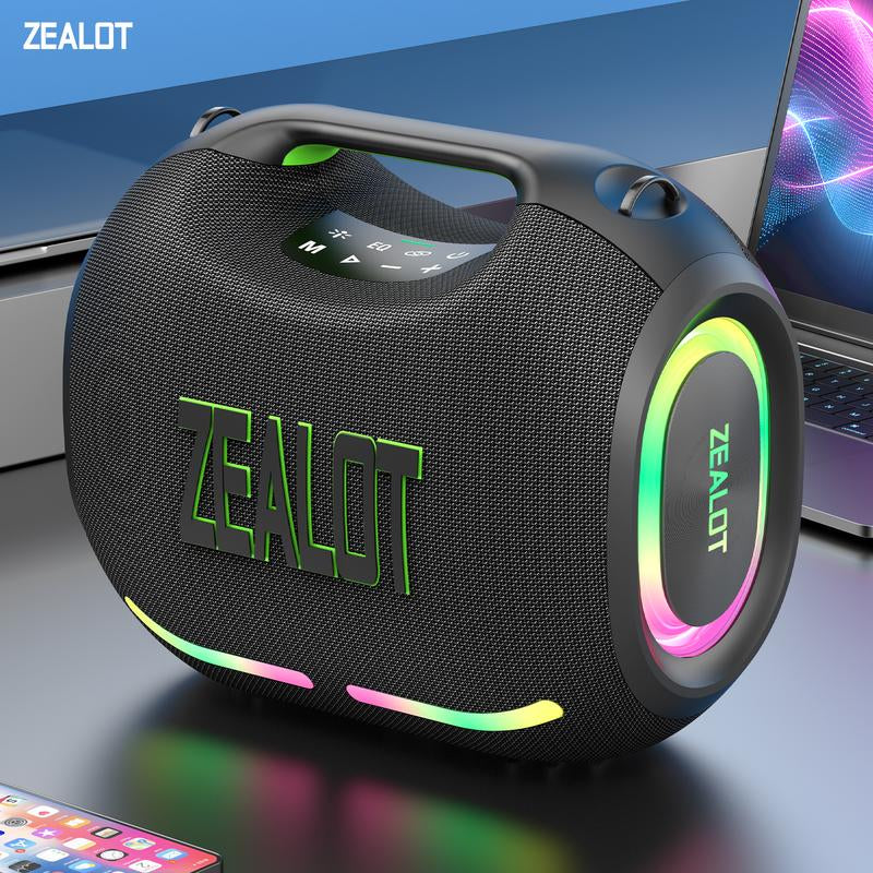 120W【Zealot】24000Mah/Limited/Offers Portable Speaker Bluetooth Speaker Party Speaker Waterproof IPX6 RGB Lights Power Bank TWS Supports TWS Pairing/Usb/Tf/Aux/Bt Smartphones. Ideal Choice for Family/Car/Pool Party/Bbq/Camping/Gift Giving