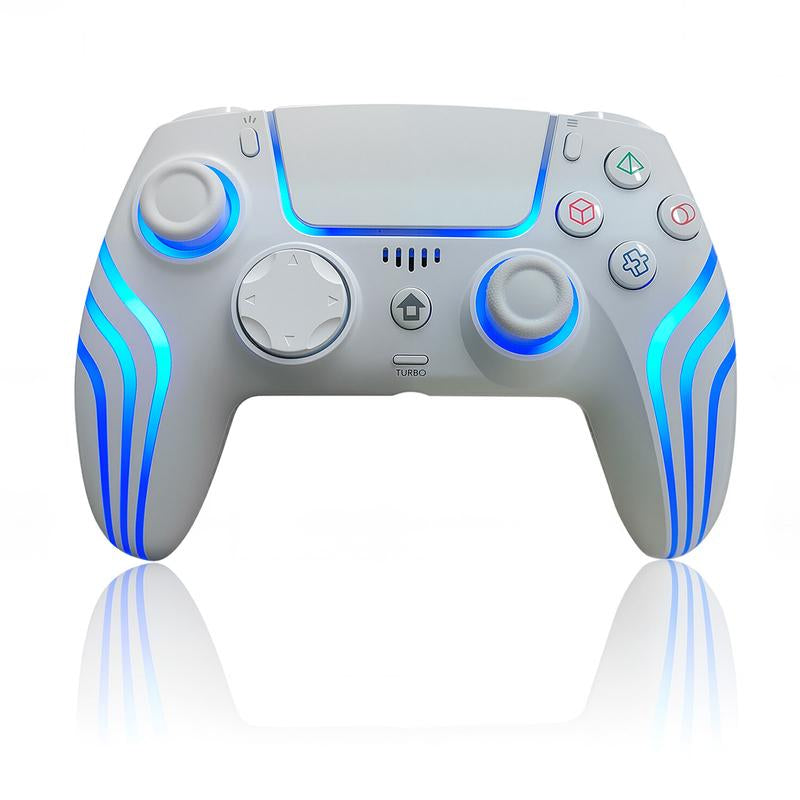 JORREP Hall Effect Ps5/Pro Controller ，7 RGB Colors Dual Vibration Turbo 6-Axis Gyro Programmable Buttons 3.5Mm Headset Jack 1500Mah Battery Wired Adjustable Gamepad Compatible with PC MAC Ios Android 10 Steam Deck