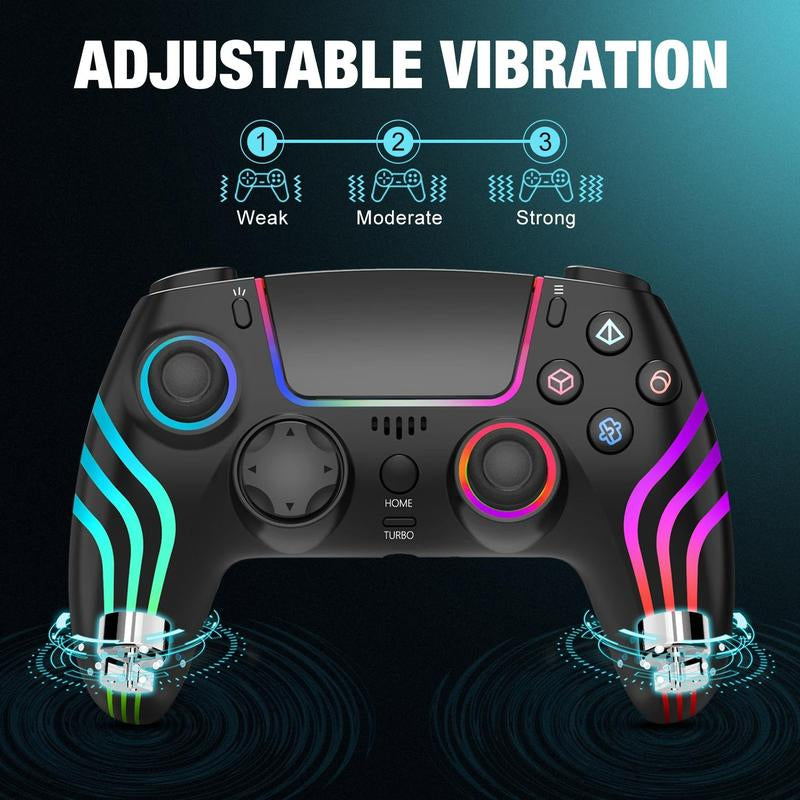 JORREP Hall Effect Ps5/Pro Controller ，7 RGB Colors Dual Vibration Turbo 6-Axis Gyro Programmable Buttons 3.5Mm Headset Jack 1500Mah Battery Wired Adjustable Gamepad Compatible with PC MAC Ios Android 10 Steam Deck