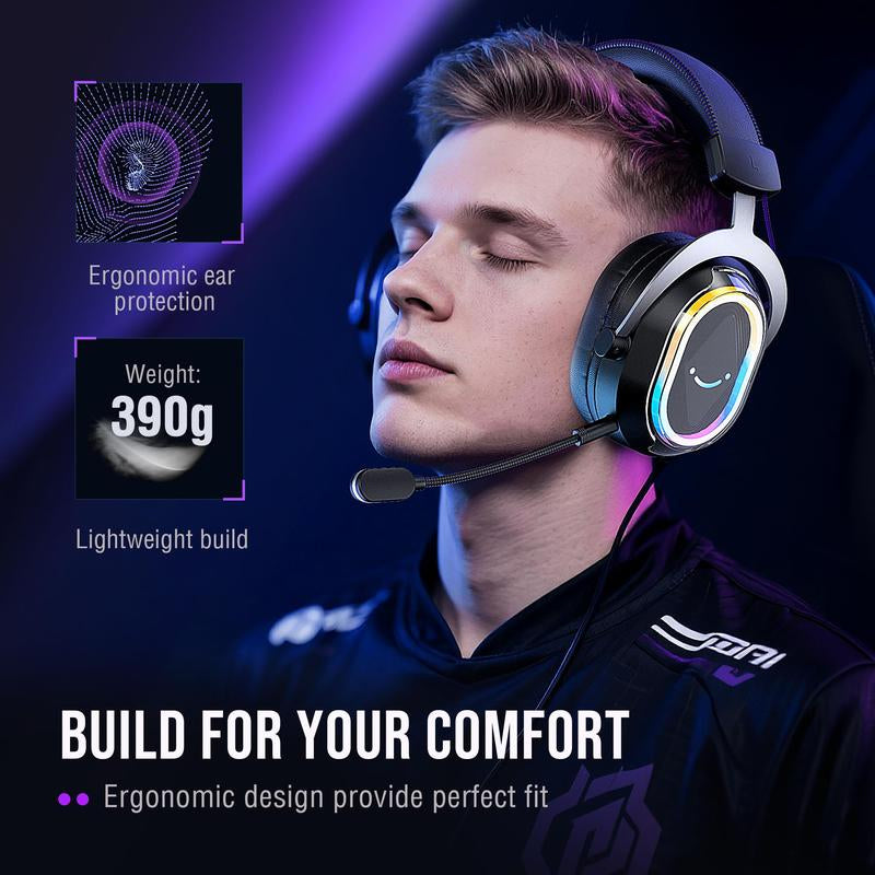 FIFINE Ampligame H13 - with Mic - 7.1 Surround Sound - Vibrant RGB Lighting - Ergonomic Ear Pads - Control Box, Streaming USB Headset for PC, PS5/PS4, Laptop, Mac