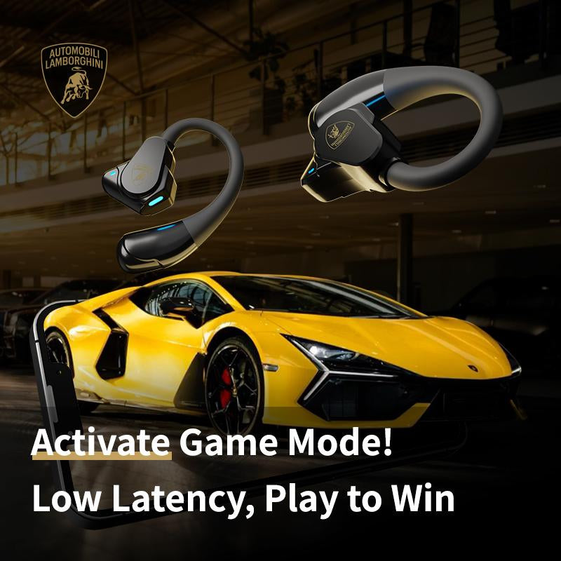 Lamborghini Official Wireless Earbuds | Sport Ear Hook Bluetooth 6.0 Headphones | Secure Fit, Deep Bass, Low Power Use| Comfortable for Running, Gym & Daily Calls Earphones with Long Endurance Audio Headset | Gifts for Men and Women
