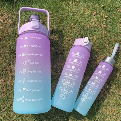 Water Bottle Motivational Drinking Bottle Sports Water Bottle with Time Marker Portable Reusable Plastic Cups Outdoor Travel Gym