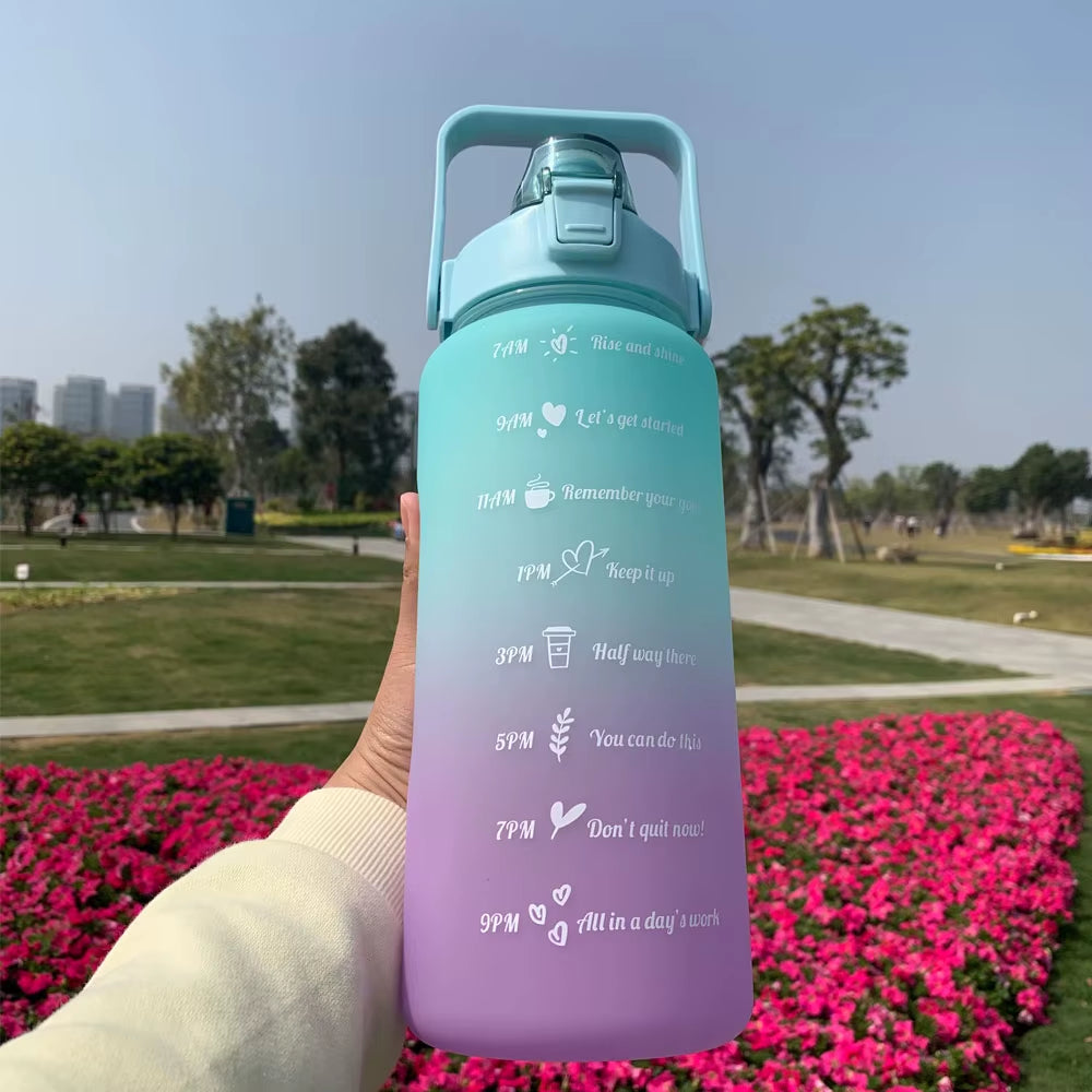 Water Bottle Motivational Drinking Bottle Sports Water Bottle with Time Marker Portable Reusable Plastic Cups Outdoor Travel Gym