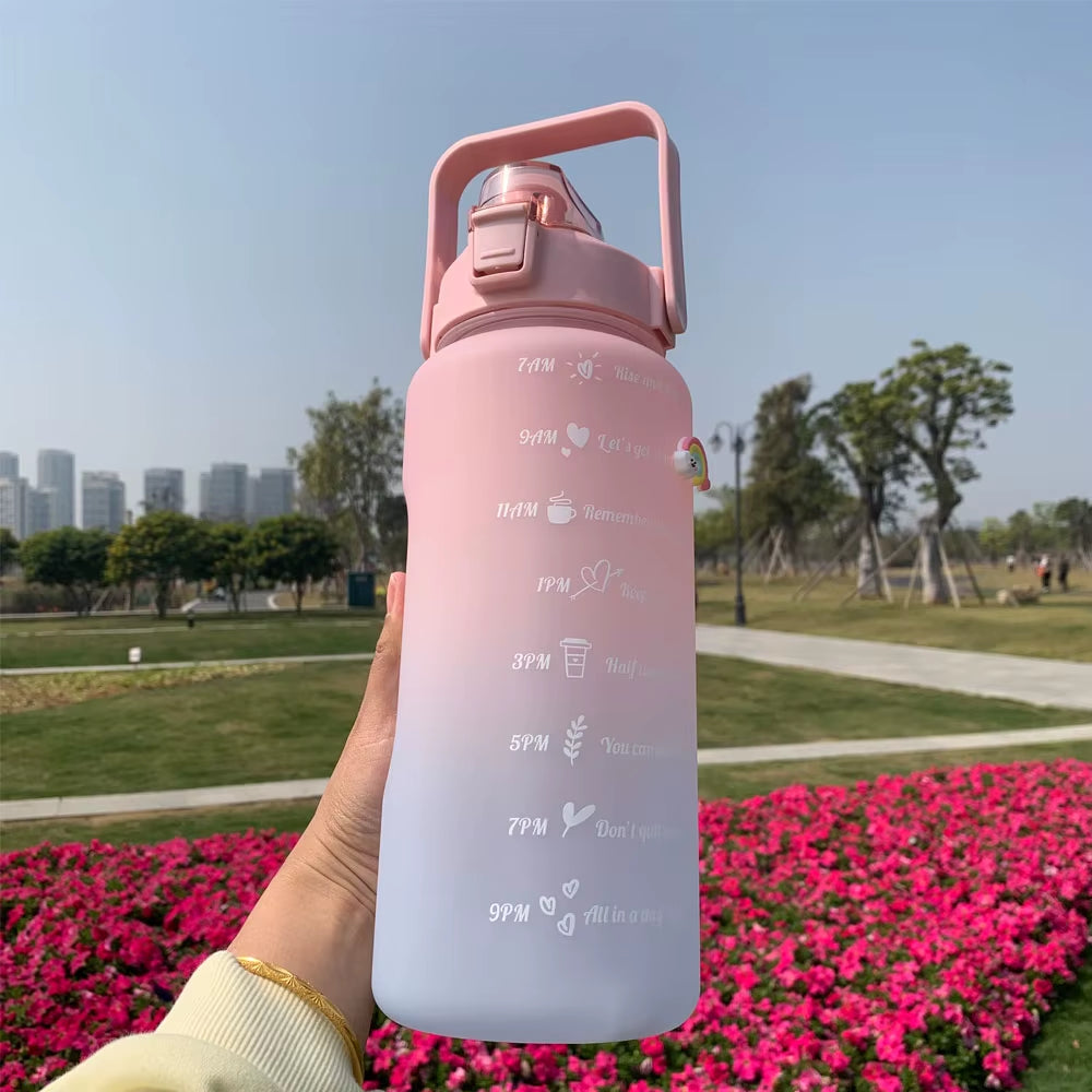 Water Bottle Motivational Drinking Bottle Sports Water Bottle with Time Marker Portable Reusable Plastic Cups Outdoor Travel Gym
