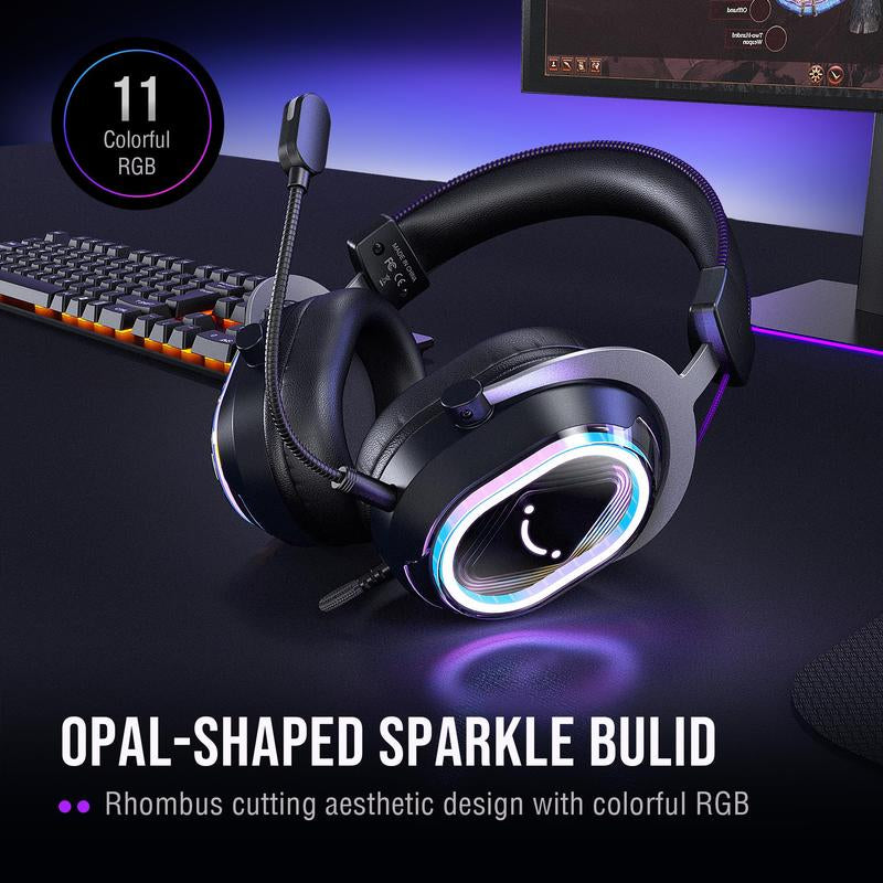 FIFINE Ampligame H13 - with Mic - 7.1 Surround Sound - Vibrant RGB Lighting - Ergonomic Ear Pads - Control Box, Streaming USB Headset for PC, PS5/PS4, Laptop, Mac